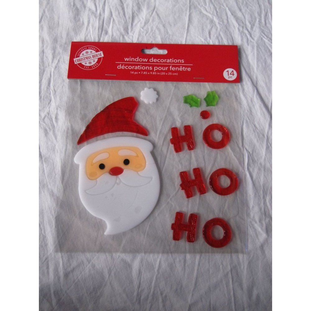 NEW Christmas‎ Santa Claus Ho Ho Ho Winter window Gel Clings 14 pcs Decorations